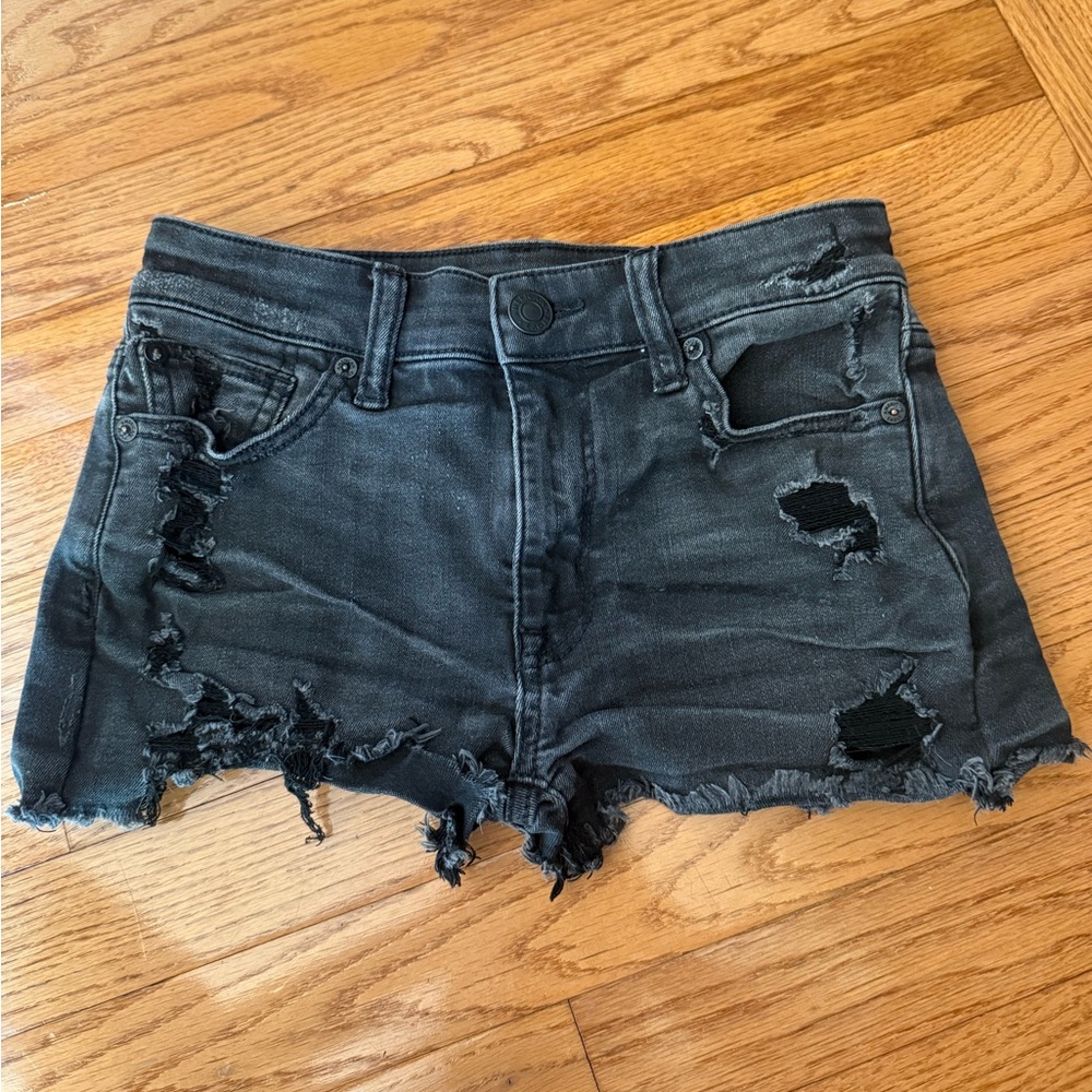 American Eagle Outfitters Black Jean Shorts Distressed Style